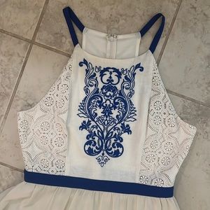 Halter top maxi dress with embroidery and lace